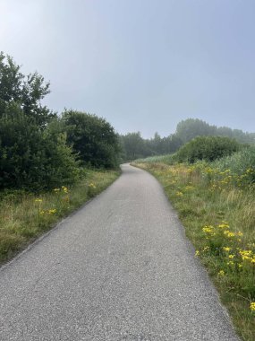 Wolvega, Hollanda Friesland çevresinde bisiklet yolu