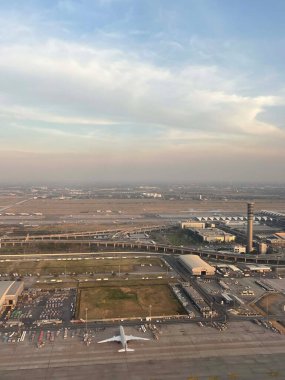 Bangkok, Tayland 'daki Suvarnabhumi Havaalanı' nın havadan görüntüsü.