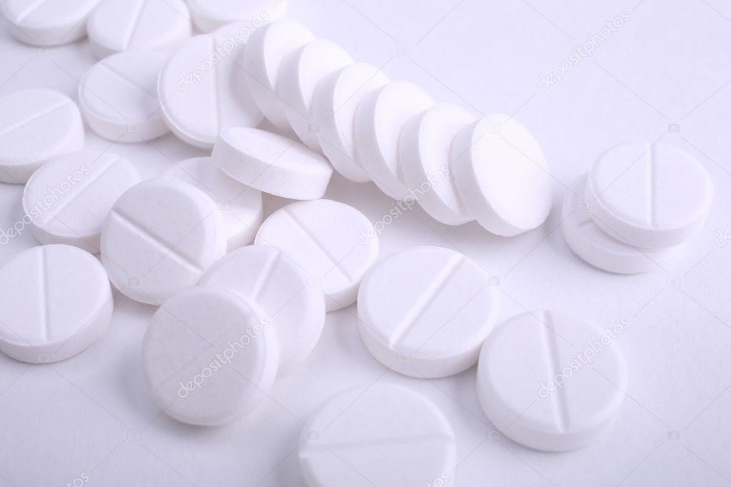 close up of pills capsule isolated on white background