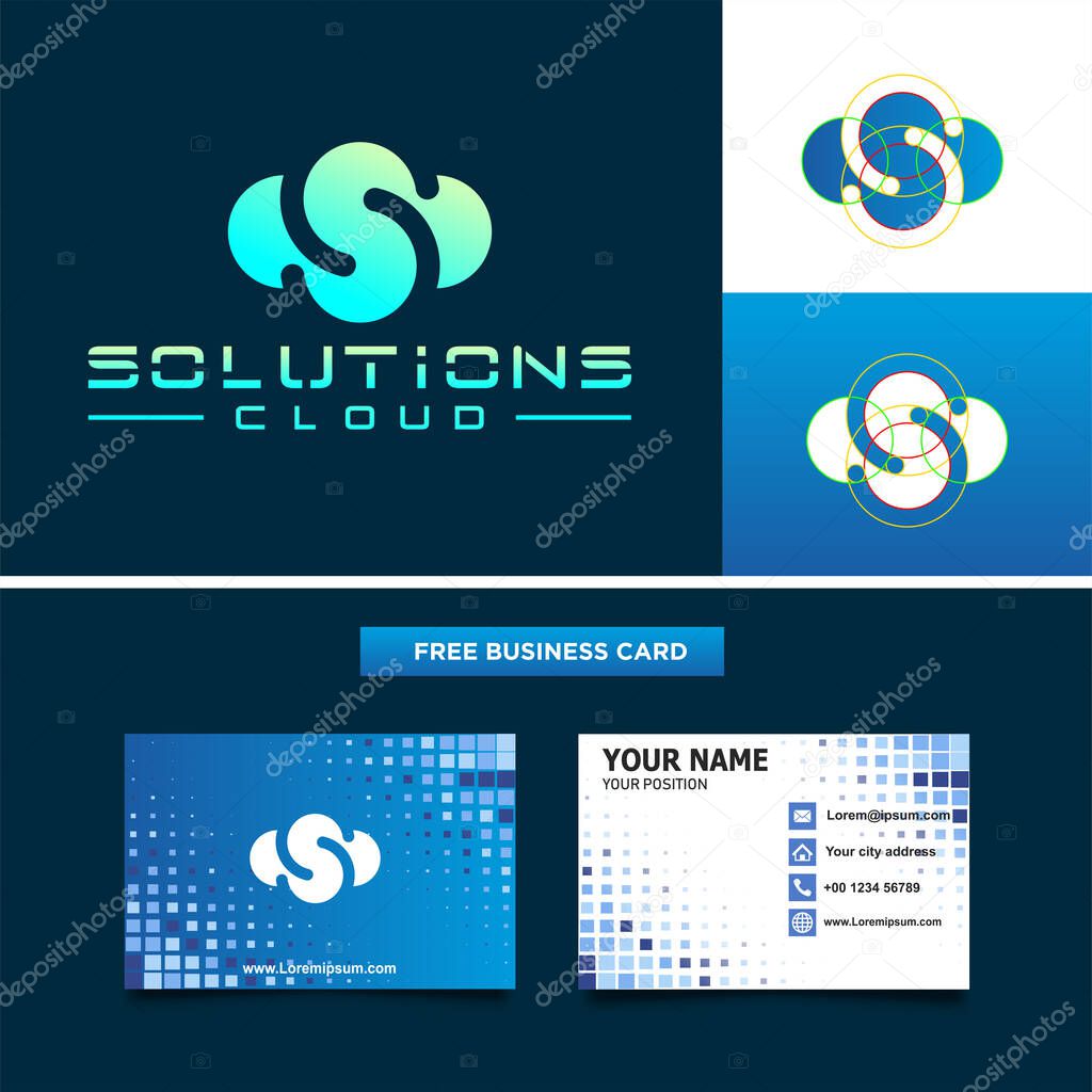 Letters S and C or SC simple modern logo design. The letters C and S symbols with the digital cloud technology logo.