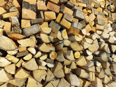 Düz testereli tahtaların uçları. Doğal ahşap arkaplan.