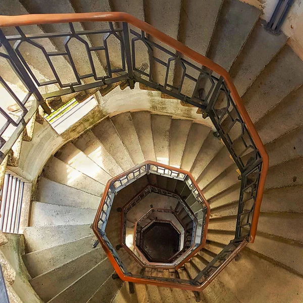 Stone Spiral Staircase Alessandro Volta Lighthouse Lake Como Italy — Stock Photo, Image