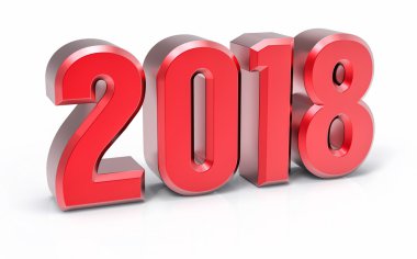 3D izole kırmızı 2018 yıl