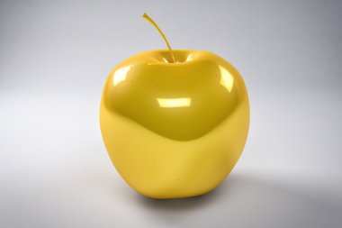 3d İzole edilmiş Altın Elma Arkaplanı.