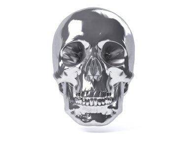 3D izole insan kafatası.
