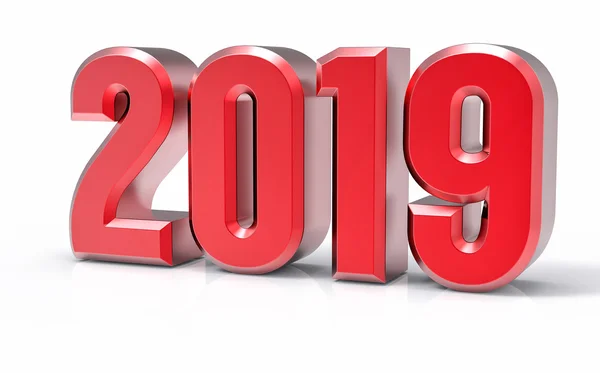 3D izole kırmızı 2019 yıl