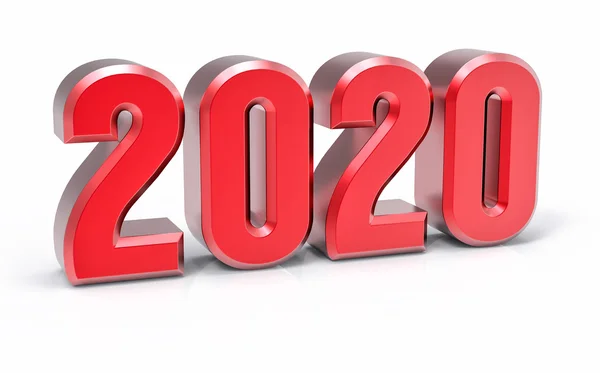 3D izole kırmızı 2020 yıl