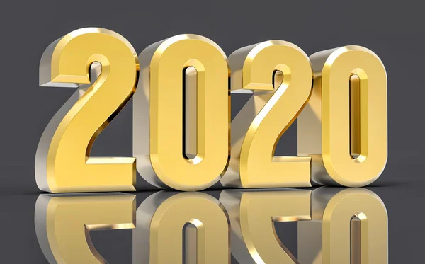 3D izole altın 2020 yıl