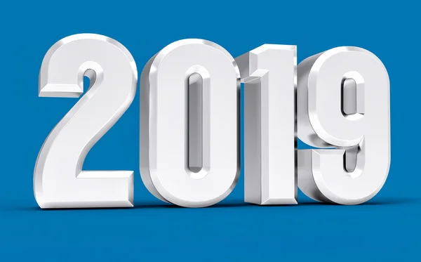 3D izole mavi 2019 yıl