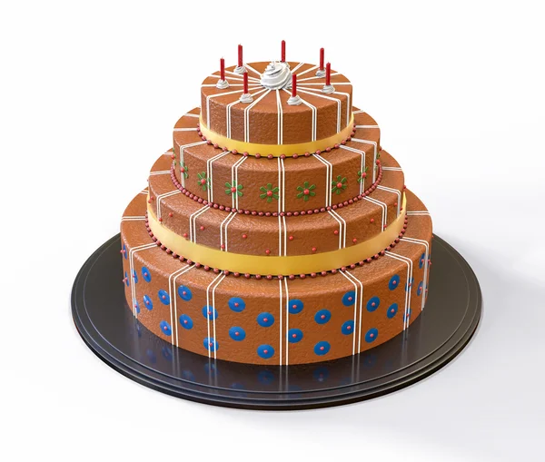 3D isolierte Schokoladenkuchen Illustration — Stockfoto