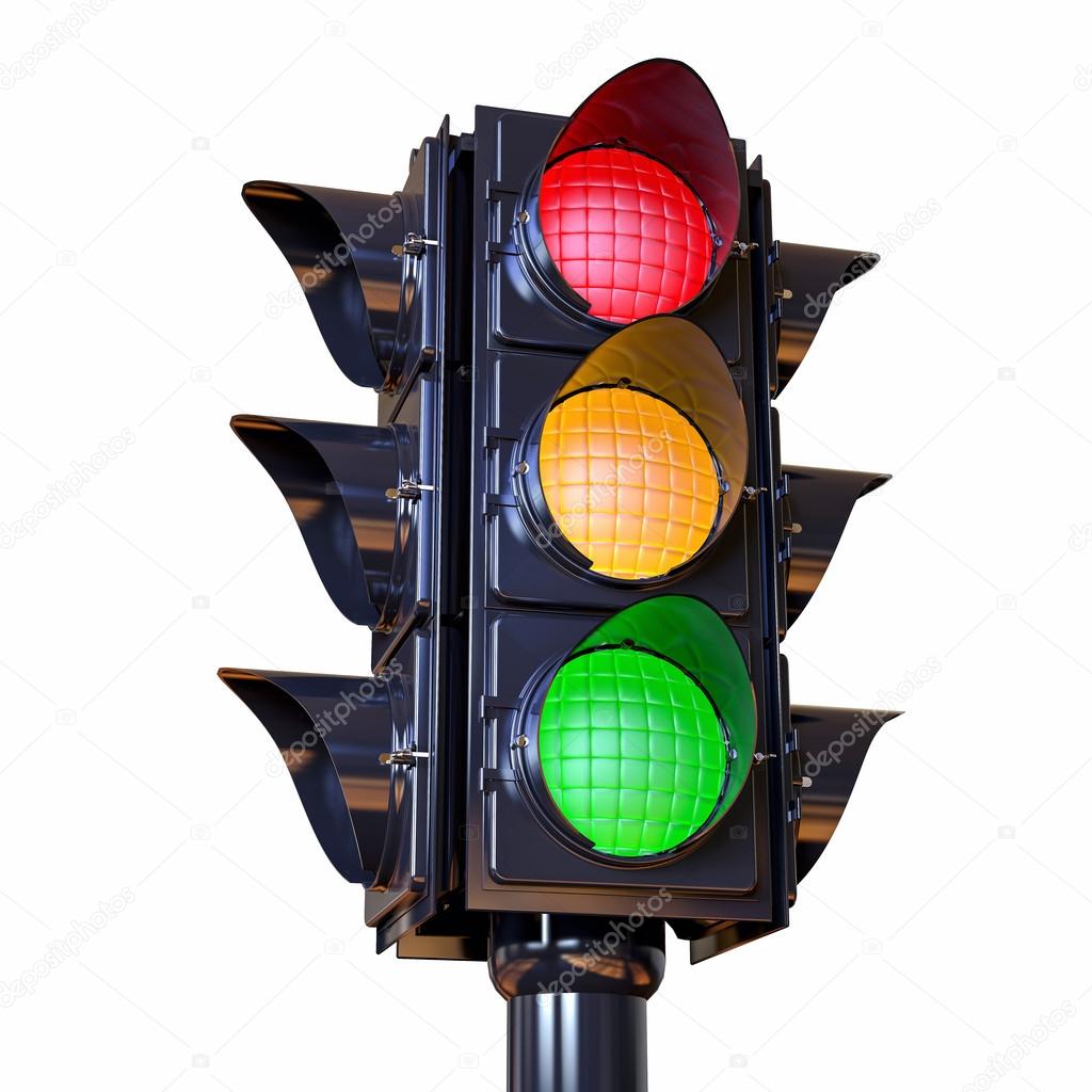 3D Isolated Traffic Light Illustration