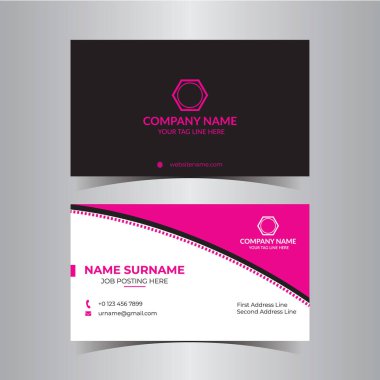 Eşsiz modern temiz siyah pembe kart şablonu şirket işiniz için hazır dosya
