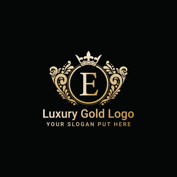 Lujo Oro Corona Logo Vector Letra Icono — Vector de stock