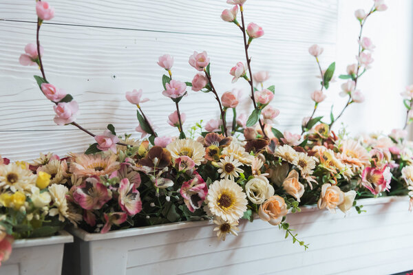 The background of the vintage beautiful flowers in colorful