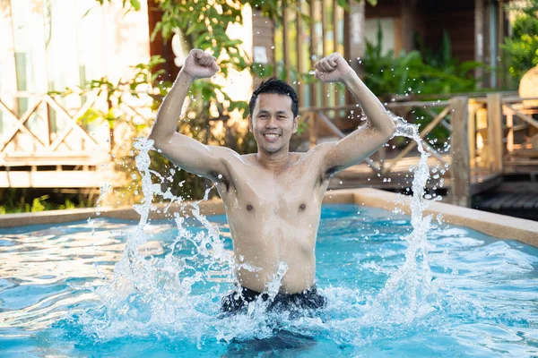 the man swimming in the pool, sport concept