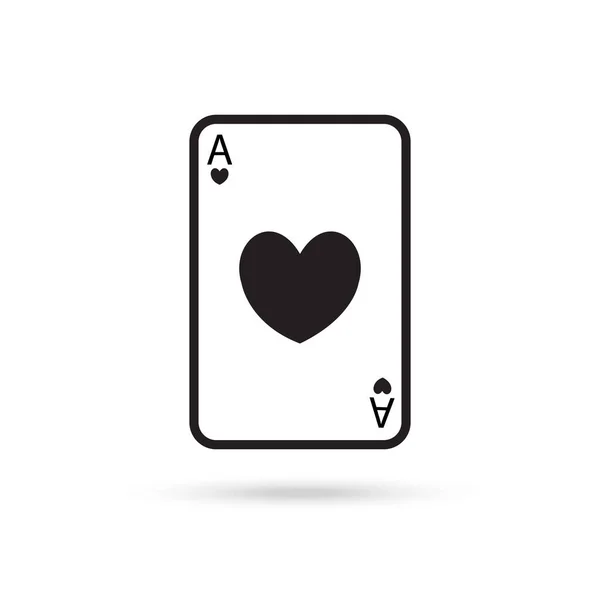 Tarjeta Poker Icono Del Corazón Sobre Fondo Blanco — Vector de stock