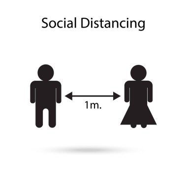 Beyaz arkaplanda sosyal uzaklık simgesi