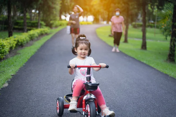 Cute Children Riding Bike Kids Enjoying Bicycle Ride — Stock Photo, Image
