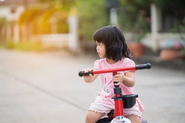 Cute Baby Crying Riding Bicycle — Stock Photo, Image