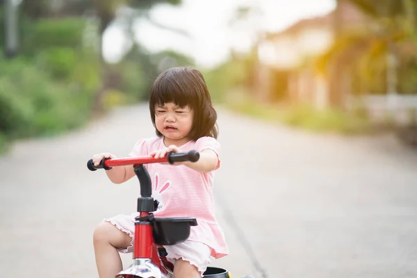 Cute Baby Crying Riding Bicycle — Stock Photo, Image