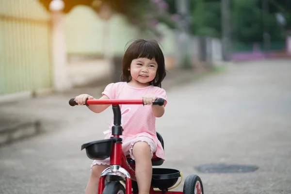 Cute Children Riding Bike Kids Enjoying Bicycle Ride — Stock Photo, Image