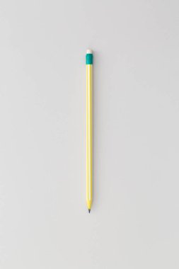 Gri arka planda bir kalem. Üst Manzara. Düz yatıyordu. Okul konseptine dönelim..