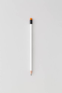 Gri arka planda bir kalem. Üst Manzara. Düz yatıyordu. Okul konseptine dönelim..