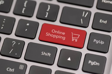 Klavyede online alışveriş yazan düğme.