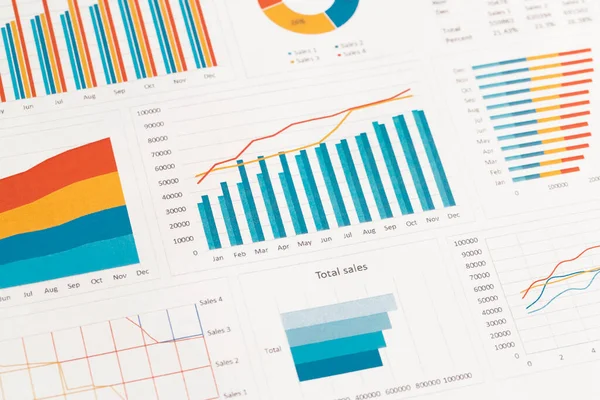 Gráficos Negócios Gráficos Tabela Desenvolvimento Financeiro Conta Bancária Estatísticas — Fotografia de Stock