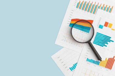 İş grafikleri, tablolar ve büyüteç. Mali kalkınma, Bankacılık Hesabı, İstatistikler