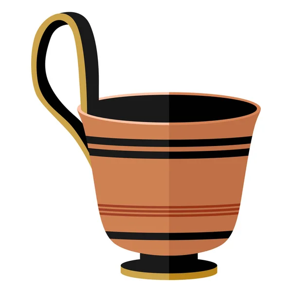 古代ギリシャ粘土Kyathosワインカップ 古代のパターンとKyathosカップを飲む 白の背景に隔離されたギリシャのごちそうフラットベクトルイラストで使用 — ストックベクタ