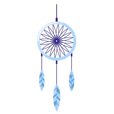 Beyaz arka planda tüyü olan yumuşak mavi bir düş kapanı. Düzey vektör illüstrasyonunda yaşam tarzı için yaratıcı öğeler yatma zamanı.