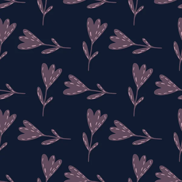 Темно Фіолетовий Безшовний Візерунок Квітів Тюльпанів Синій Фон Флоту Просте — стоковий вектор