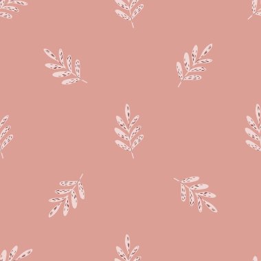 Dalların süslendiği minimalist, pürüzsüz bir desen. Pembe tonlu arka plan. Tekstil, kumaş, hediye paketi, duvar kağıtları için düz vektör baskısı. Sonsuz illüstrasyon.