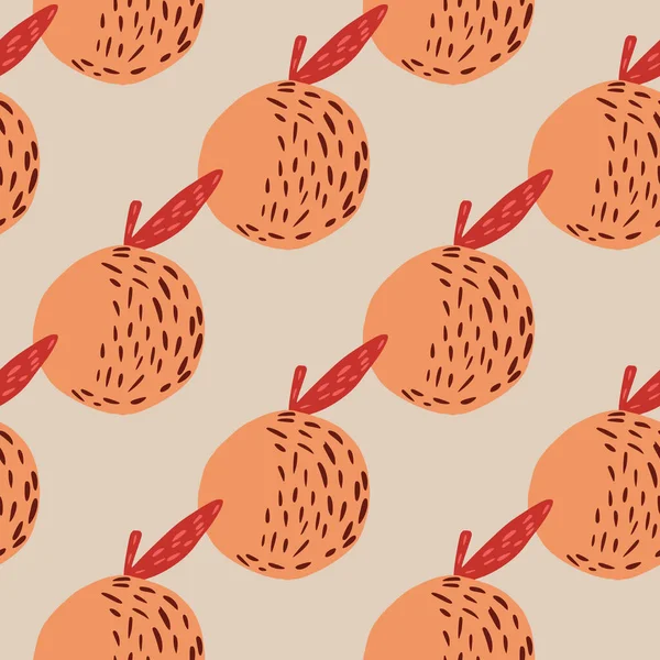 橘子苹果无缝地花园水果图案 灰色背景上的涂鸦状的简单形状 壁纸等的平面矢量印刷 无穷无尽的例证 — 图库矢量图片