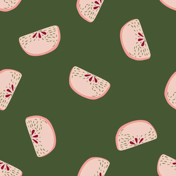 Яркий Летний Случайный Бесшовный Образец Еды Яблочными Ломтиками Вегетарианские Розовые — стоковый вектор