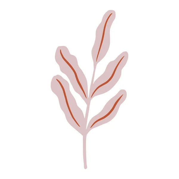 在白色背景上隔离的小枝上的叶柄 手绘向量图的斯堪的纳维亚植物学草图 — 图库矢量图片