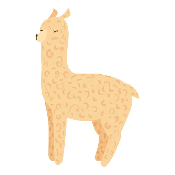 Linda Alpaca Aislada Sobre Fondo Blanco Color Amarillo Lama Suave — Vector de stock