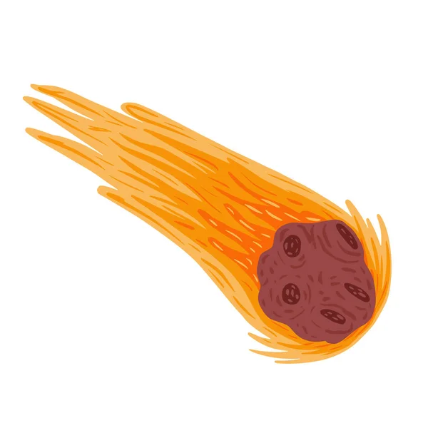 Komet Isoliert Auf Weißem Hintergrund Meteor Mit Schweif Gelb Doodle — Stockvektor