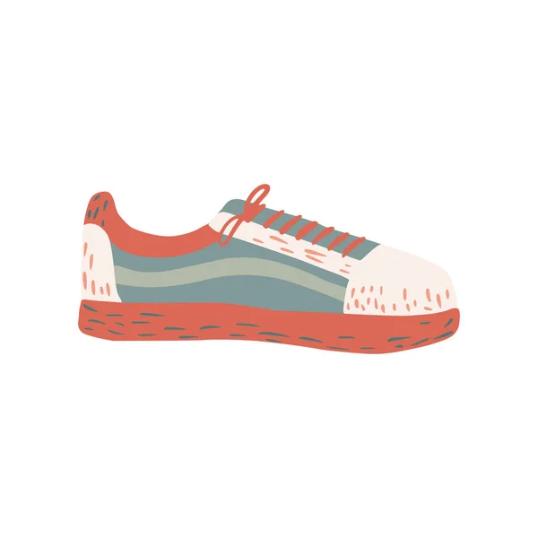Short Sneaker Isolated White Background Scandinavian Drawing Sneaker Blue Red — Stock Vector