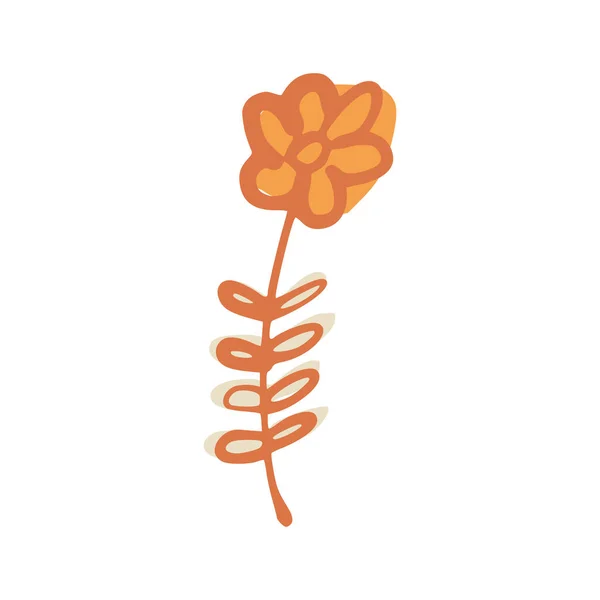Květina Izolované Bílém Pozadí Abstraktní Botanický Náčrt Žlutá Oranžová Barva — Stockový vektor