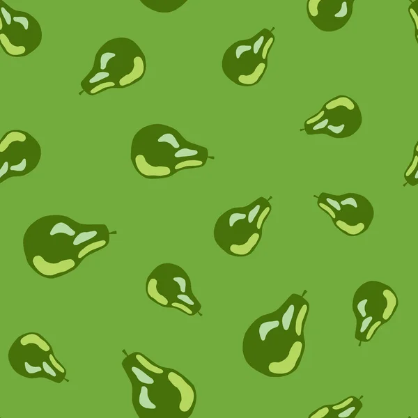 Zufällige Abstrakte Nahtlose Muster Mit Birnenelementen Grünes Palettenkunstwerk Mit Obstornament — Stockvektor