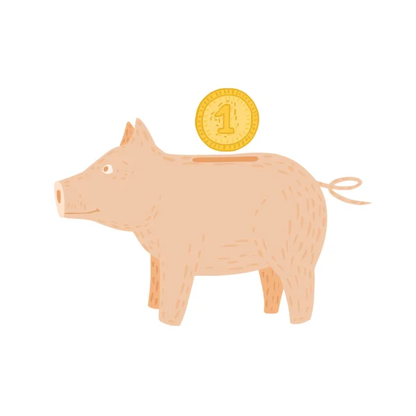 Spardose Für Schweine Isoliert Auf Weißem Hintergrund Lustige Cartoon Figur — Stockvektor