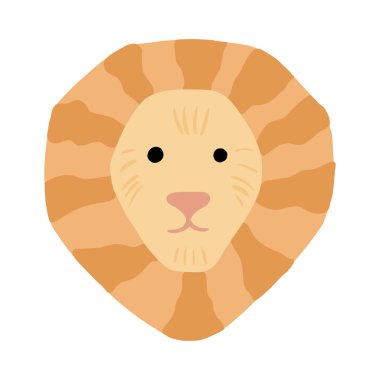 Karakter aslanı beyaz arka planda izole edilmiş. Çizgi film karakteri kırmızı renginde karalama biçimi çizimi çizimi.