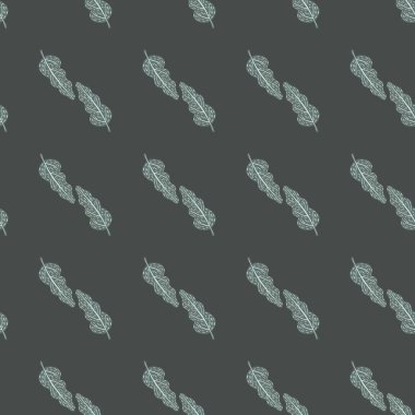 Dark seamless doodle pattern with creative leaf ornament. Grey background. Floral nature print. Stock illustration. Vector design for textile, fabric, giftwrap, wallpapers.