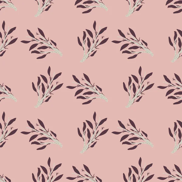Pink Palette Seamless Floral Pattern Leaves Branches Foliage Hand Drawn — Vector de stock