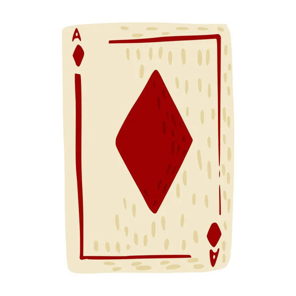 Spela Kort Diamanter Isolerade Vit Bakgrund Vintage Abstrakt Designkort Röd — Stock vektor