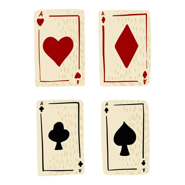 배경에 카드를 놓는다 추상적 디자인 다이아몬드 스페이드의 색상은 빨강과 검정이다 — 스톡 벡터
