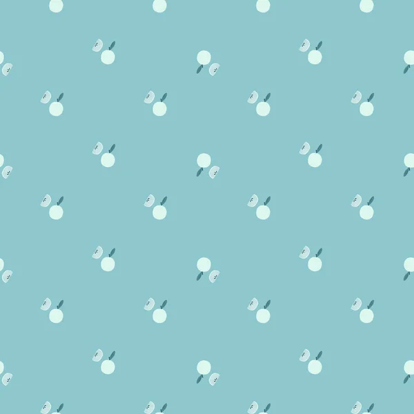 Pomme Petit Ornement Motif Récolte Sans Couture Fond Bleu Fruit — Image vectorielle