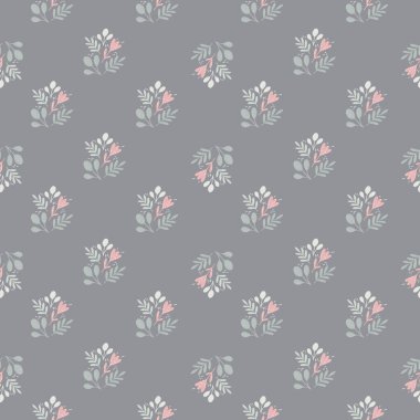 Biraz bitkisel süs, pürüzsüz soluk desenli. Mavi ışık tonları doğa arkaplanı. Kağıt ve kumaş dokuları için grafiksel tasarım. Vektör İllüstrasyonu.